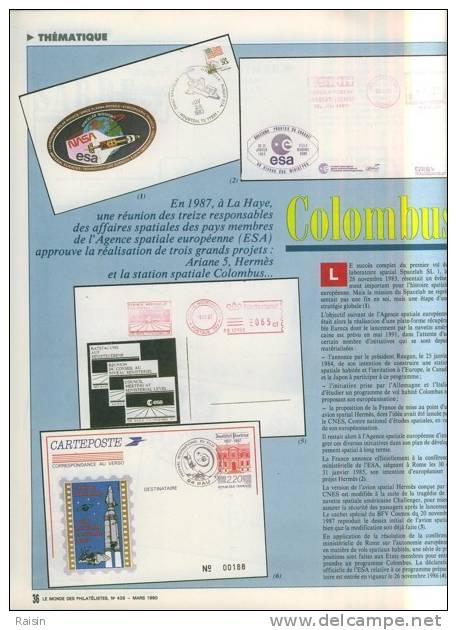 Le Monde Des Philatélistes N°439 Mars1990 DE GAULLE  Agence Spatiale Européenne MAIL BOAT  TBE - Français (àpd. 1941)
