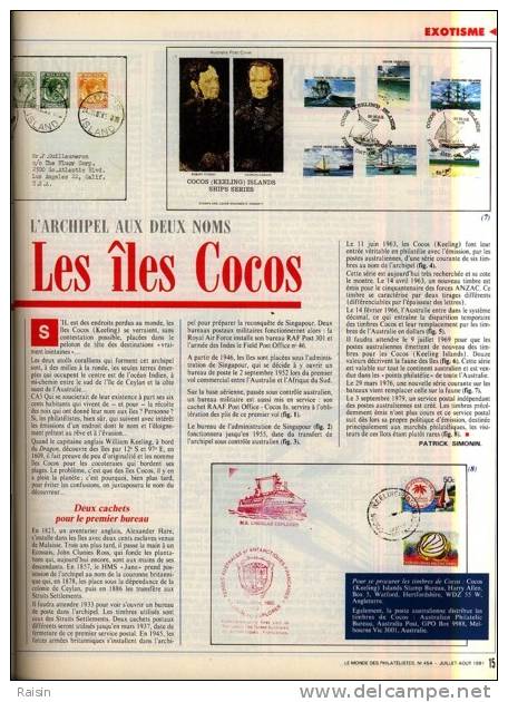 Le Monde Des Philatélistes N°454 Juil.Août1991 Spécial Académie Philatélie BONAPARTE CP.Parfum Iles COCOS TBE - Französisch (ab 1941)