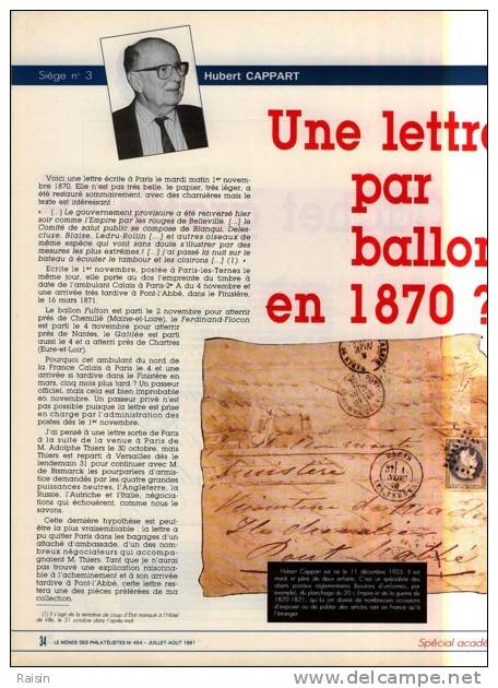 Le Monde des philatélistes N°454 Juil.Août1991 Spécial Académie Philatélie BONAPARTE CP.Parfum Iles COCOS TBE