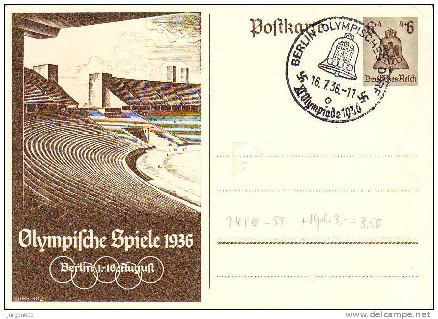 Duitse Rijk, Briefkaart Met Stempel ´XI Olympiade 1936´ (XX8465) - Zomer 1936: Berlijn