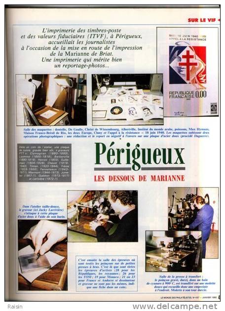 Le Monde Des Philatélistes N°437 Janv.1990 JESUS-CHRIST Superstar PERIGUEUX Inondations 1910 Bilans 1989 TBE - French (from 1941)