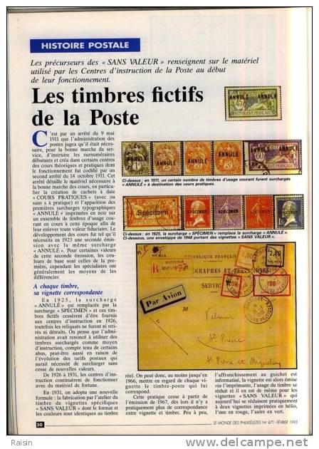 Le Monde des Philat&listes N°471 Fév.1993 EVENEMENT  Timbres de DECARIS AEROPHILATELIE TBE