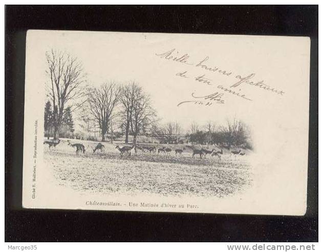 Chateauvillain Une Matinée D'hiver Au Parc édit.maillefert Biches & Cerfs Belle Carte Précurseur - Chateauvillain