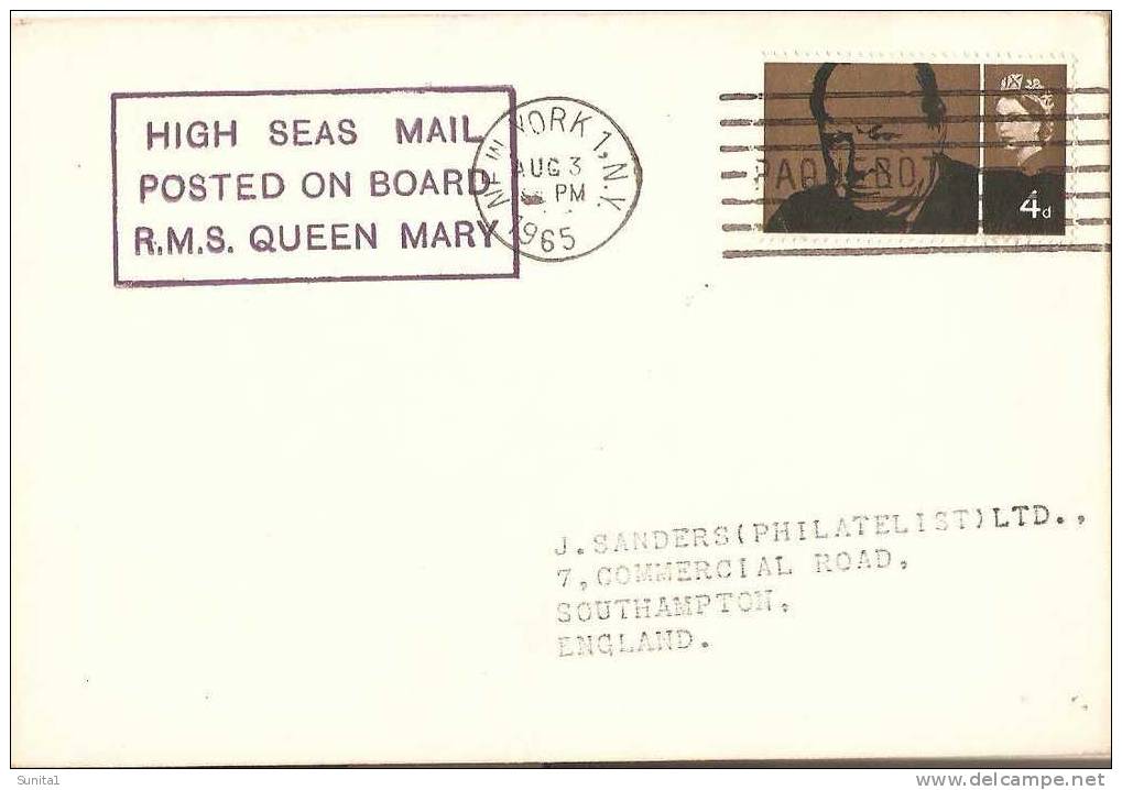 Ship, Queen Mary,  Navy, Militaria, Slogan, High Sea Mail - Schiffahrt