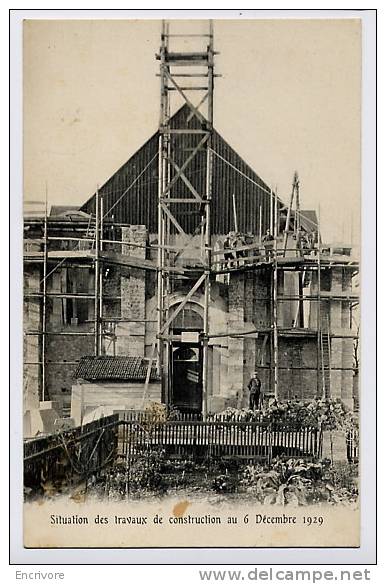 Cpa NEUVES MAISONS Travaux De Construction De L´église SAINT ANTOINE DE PADOUE 1929 - Neuves Maisons