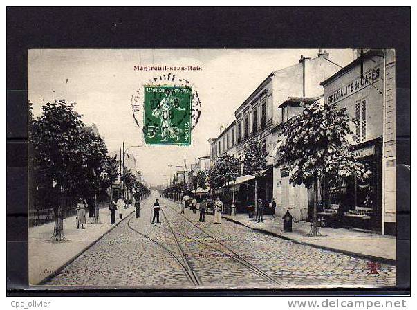 93 MONTREUIL SOUS BOIS Rue Pasteur, Animée, Spécialité De Cafés, Ed Fleury FF 10, 1908 - Montreuil