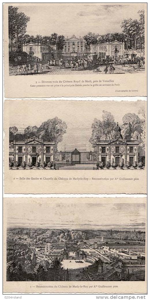 Marly Le Roy - 3 Cartes En Tres Bon état De Château Reconstitution Par Guillaumot Père - Marly Le Roi