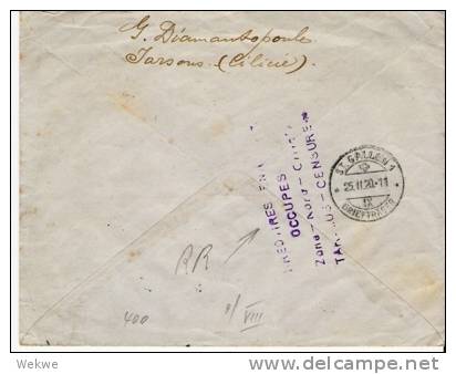 Fdi014b/ Cilicie (Tarsous) 1920 Einschreiben In Die Schweiz  (Censure Tres Rare) - Cartas & Documentos