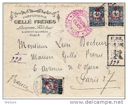 Fdi014d/ Cilicie (Mersina) Prov. Zudruck Auf Türk. Marken 1919 - Covers & Documents