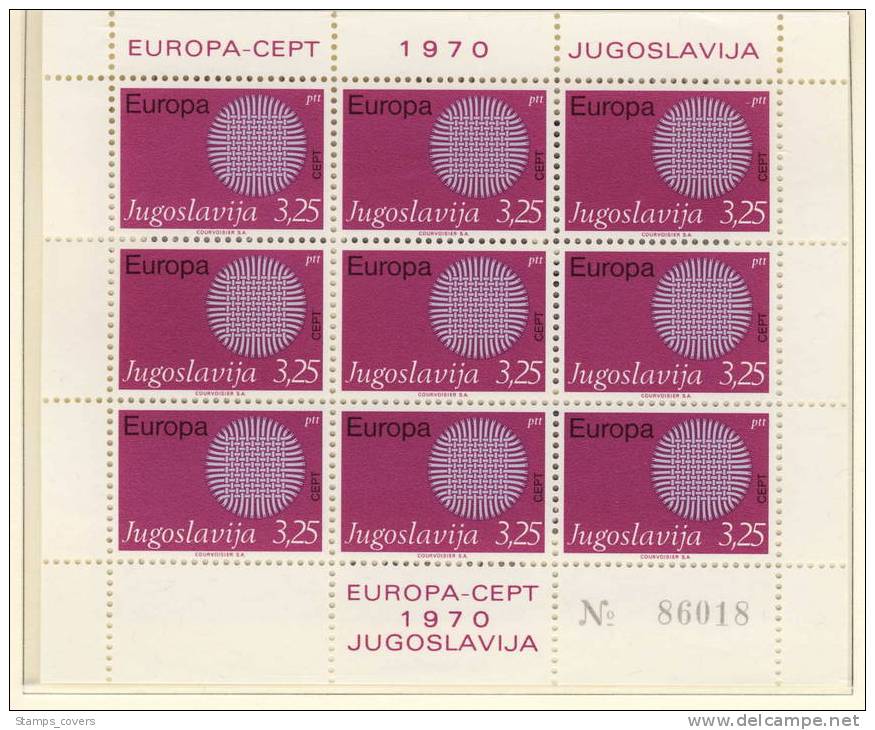 YOUGOSLAVIA MNH** EUROPA 1970 SHEETS FEUILLETS - 1970