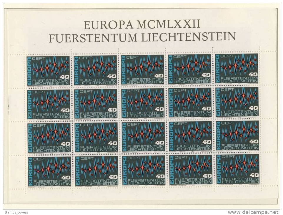 LIECHTENSTEIN MNH** EUROPA 1972 SHEETS FEUILLETS - 1972