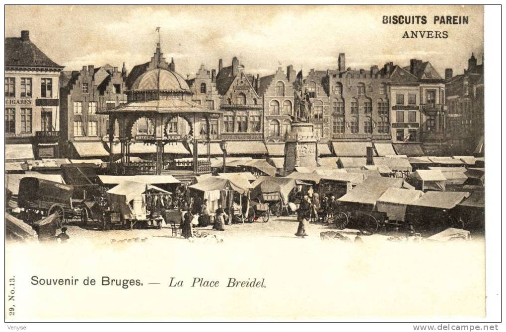 Souvenir De BRUGES - La Place BREIDEL  Jour Du Marché - Pub Biscuits Parein - Brugge