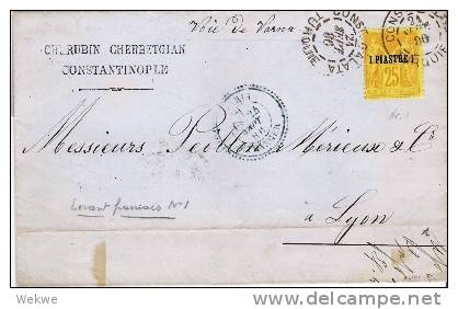 Fdi019a/ Fr. Levante Nr. 1 Constantinople-Lyon 1886 - Briefe U. Dokumente