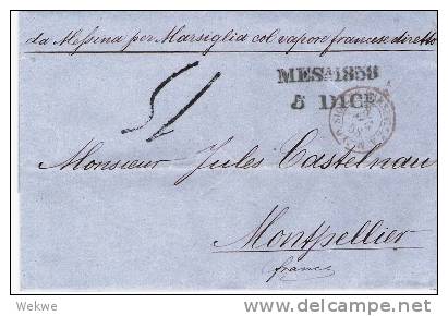 Fdi033/ ITALIEN -  Schiffspost, Sizilien-Linie 1858 Nach Monpellier Ex Messina - Sicile