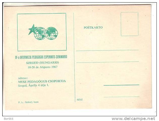 GOOD HUNGARY ESPERANTO Postcard 1967 - Esperanto