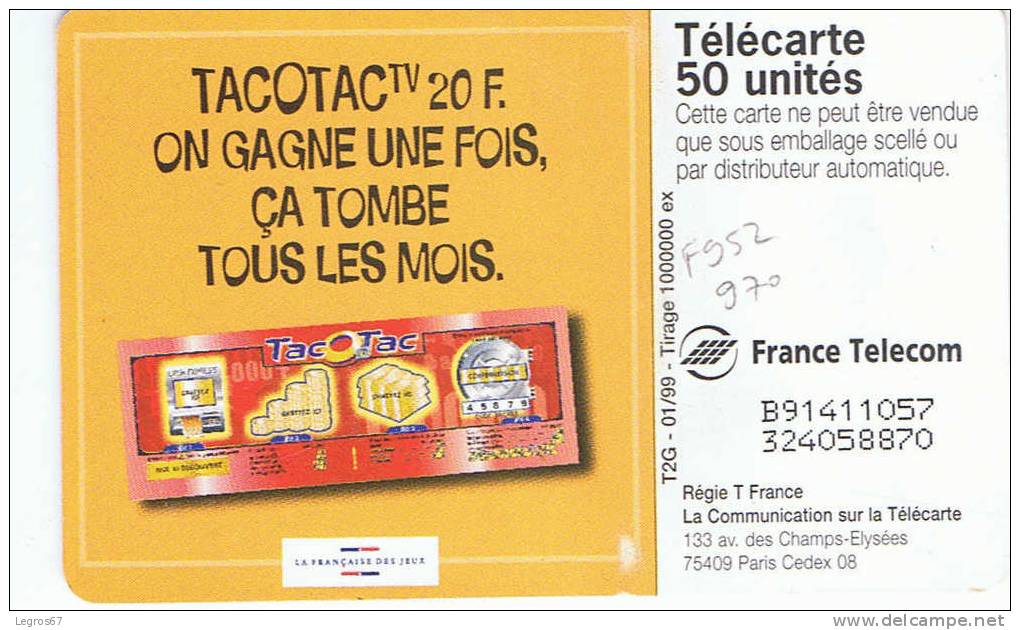 TELECARTE F 952 970 TAC O TAC - TELE - 1999