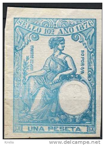 1876 Sello 10º 1 Peseta 50% Impuesto De Guerra - Revenue Stamps