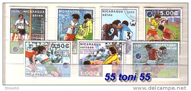 Nicaragua  1988  Football – European Germany  7 V.- Used (O) - Championnat D'Europe (UEFA)