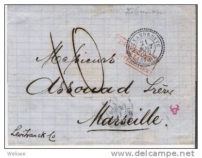 Lib032/  LIBANON -  Brief, Alexandrette Nach Marseille 1872 - Libanon