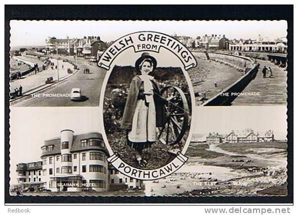 Real Photo Multiview Postcard Art Dec Seabank Hotel Promenade & The Rest Porthcawl Glamorgan Wales - Ref 258 - Glamorgan