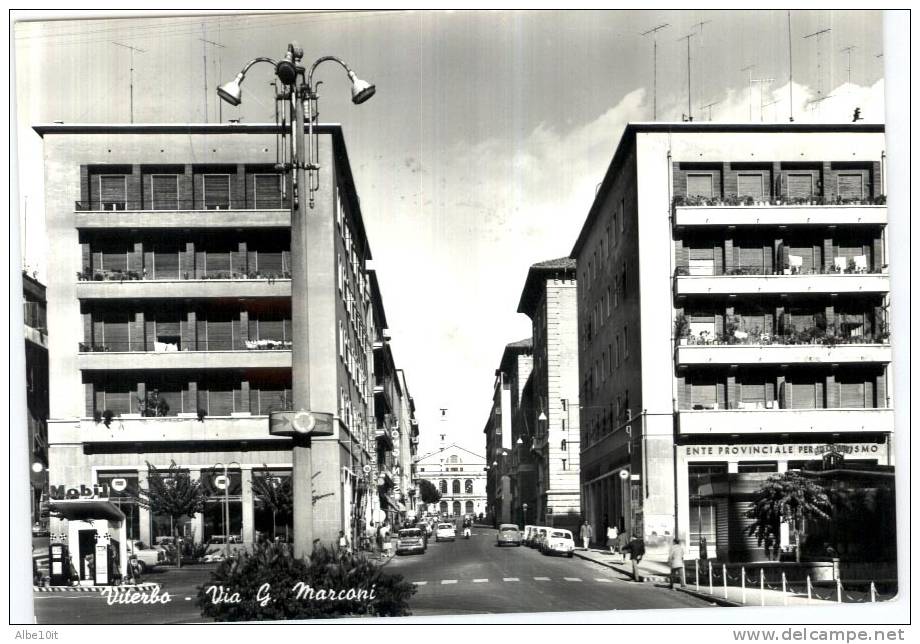 VITERBO - VIA MARCONI - ANIMATA - AUTO EPOCA - DISTRIBUTORE - Viterbo