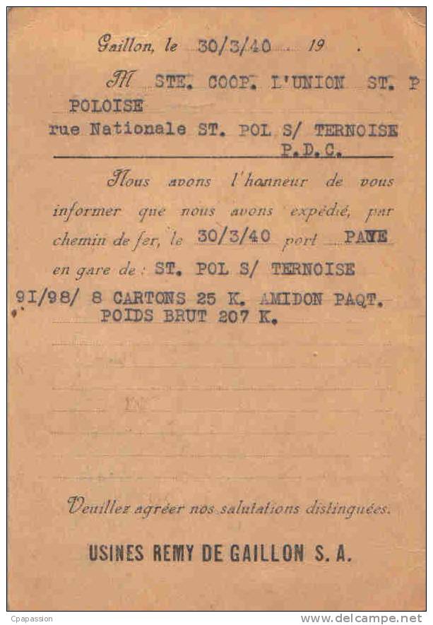 GAILLON - Usine REMY - Avis D´Expédition - Superbe Affranchissement - Autres & Non Classés