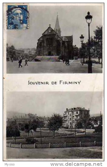 42 FIRMINY Place Du Breuil Eglise St Firmin Au Bas Le Square - Firminy