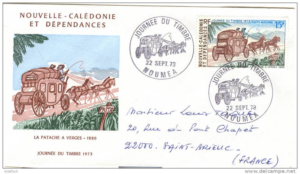 Calédonie Nouméa 1973 - Cachet Commémoratif Journée Du Timbre  - Sur Lettre Entière - Sans Mention 1er Jour - Brieven En Documenten