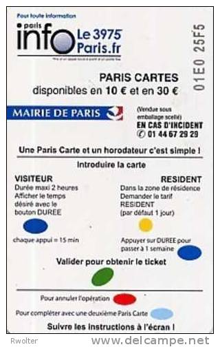 @+ PARKING PARIS  : "VOITURE MAL GAREE" - 10 € - ORGA1 - SERIE 01E0. - Parkeerkaarten