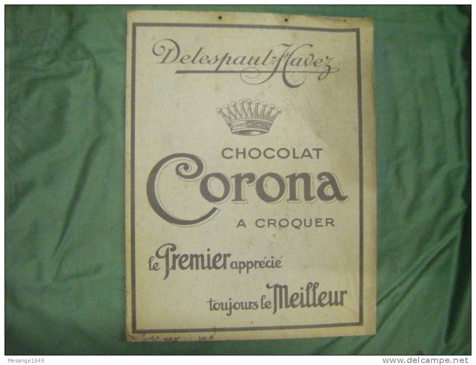 Affiche Cartonnee Publicitaire Chocolat Delespaul-havez  -corona-31x38,7.....- - Advertising