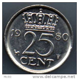 Pays-Bas 25 Cents 1980 Coq Et étoile Spl - 1948-1980 : Juliana