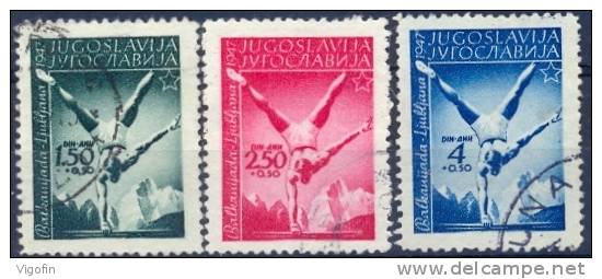 YU 1947-524-6 ATLETIC, YUGOSLAVIA, 3v, Used - Used Stamps