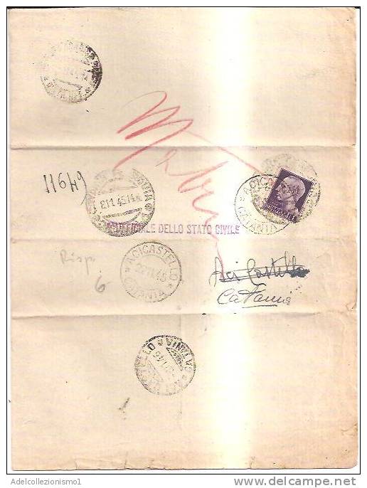 14370)lettera  Con 1£ Imperiale Da Acicastello A Catania Il 22-11-1945 - Marcofilía