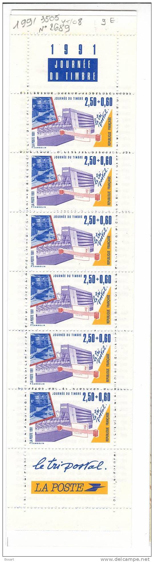 France Carnet Journée Du Timbre 1991 Neuf Y.T. 3505 Le Tri Postal 2689 - Stamp Day