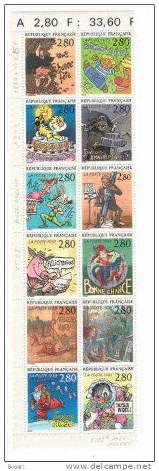 France Bande  De 12 T.1993 Neufs  Y.T.2836 à 2847 Avec Accent C.25&euro; - Hojas Completas