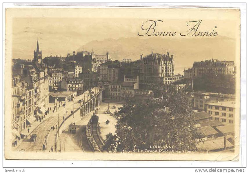 13403 Lausanne - Bonne Année Edit Perrochet Matile . 1470 Grand Pont . Banque Pochon Freres - Autres & Non Classés