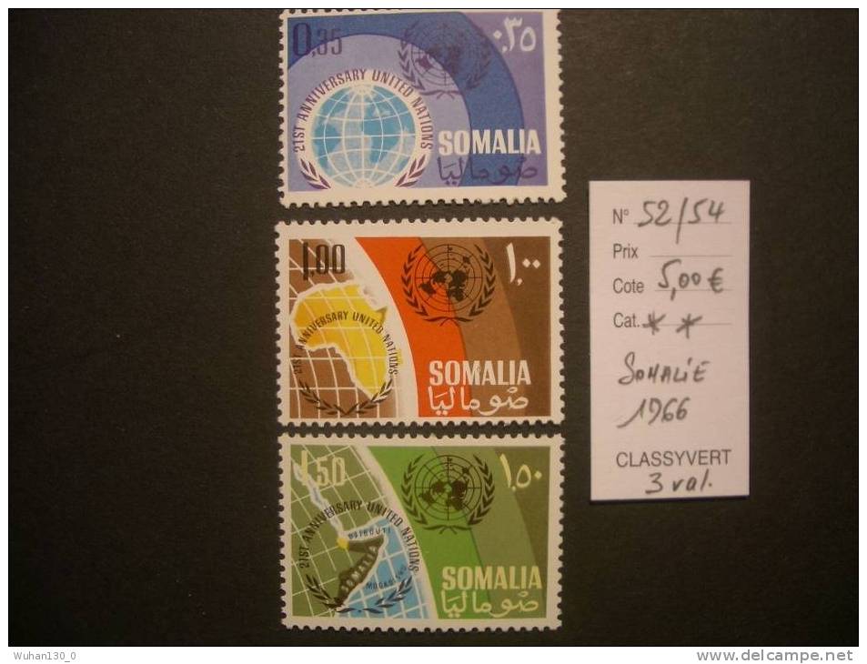 SOMALIE * *   De 1966     "  21 Ans De L' O.N.U "                3 Val . - Somalie (1960-...)