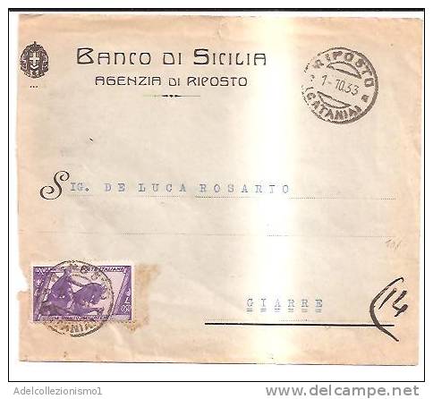 14398)lettera  Con 0.50£ Marcia Su Roma Da Riposto A Giarre Il 1-10-1933 - Marcofilía