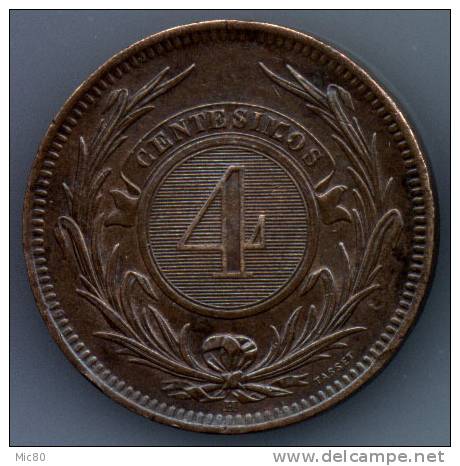 Uruguay 4 Centesimos 1869 H Sup - Uruguay