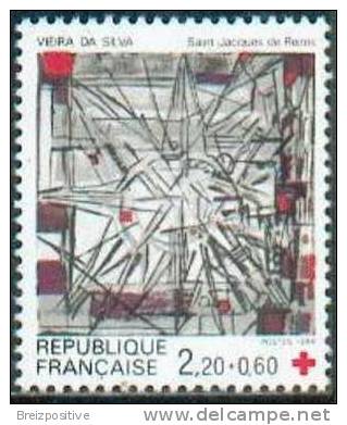 France 1986 (YT 2449) - Croix Rouge, Vitrail De Vieira Da Silva (Reims) / Stained Glass By Vieira Da SIlva - MNH - Verres & Vitraux