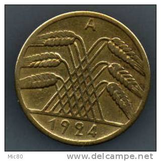 Allemagne 10 Rentenpfennig 1924 A Tb+/ttb - 10 Rentenpfennig & 10 Reichspfennig