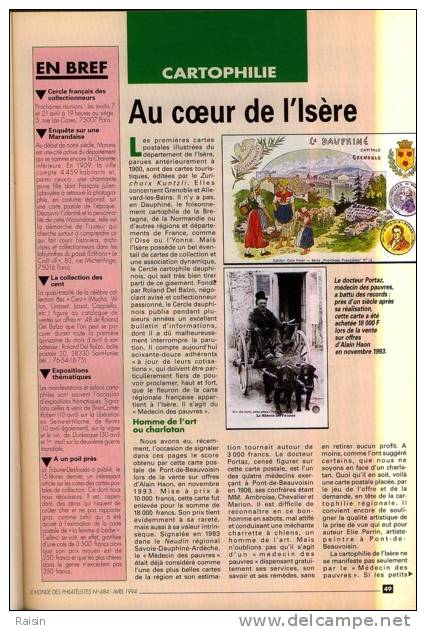 Le Monde des Philatélistes N°484 Avril1994 Animaux TOUL Isère Poste rurale à la Révolution Erreurs-valeur  PompidouTBE