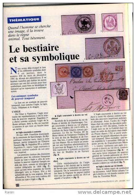 Le Monde des Philatélistes N°470 Janv.1993 Animaux symboles Libourne CP Belle Epoque Timbres-mystère TBE