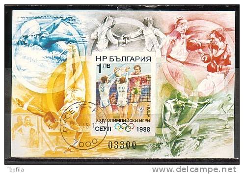 BULGARIE / BULGARIA - 1988 - Jeux Olimpiques D´Ete - Seule´88 - Bl. Non Dent. - Phil.obl. " Ruse" - Volleyball
