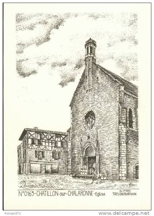 01 CHATILLON-sur-CHALARONNE - Eglise  - Illustration Yves Ducourtioux - Châtillon-sur-Chalaronne