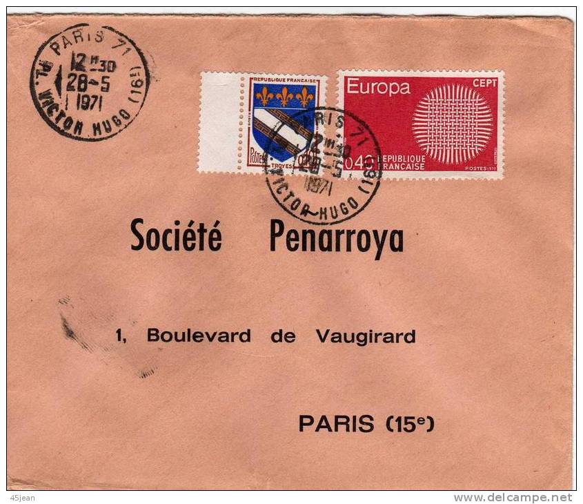 France:  1971  Lettre De Banque Avec N°1637  Europa - Brieven En Documenten