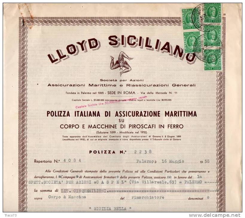 LLOYD SICILIANO - POLIZZA  ITALIANA DI ASSICURAZIONE MARITTIMA - Banque & Assurance