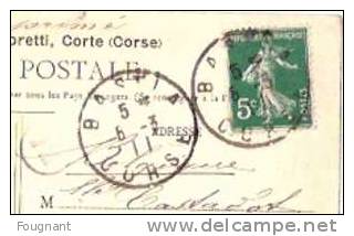 FRANCE:CORSE:BASTIA:Route       De Cardo.1911.Carte Envoyée à Bruxelles. - Corse