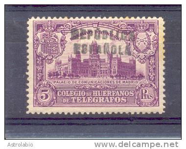 Espagne 1935 Bienfaisance " Hôtel Des Postes Madrid " Surchargé República Española, Sans Charnière, Non émis Yvert 3 - Beneficiencia (Sellos De)