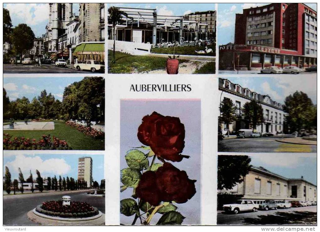 93 - AUBERVILLIERS 5 VUES DIVERS ASPECTS DE LA VILLE - DENTELEE CIRCULE EN 1971 - Aubervilliers